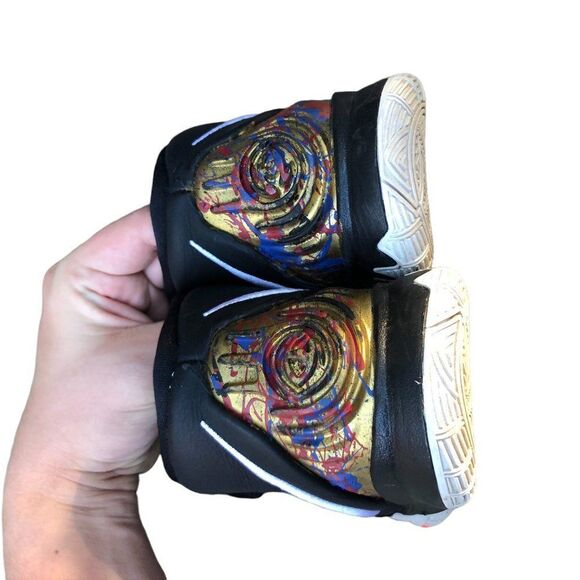 CUSTOM 2019 Nike Kyrie 6 GS 'Jet Black' Gold Black Size 5 - Picture 11 of 16